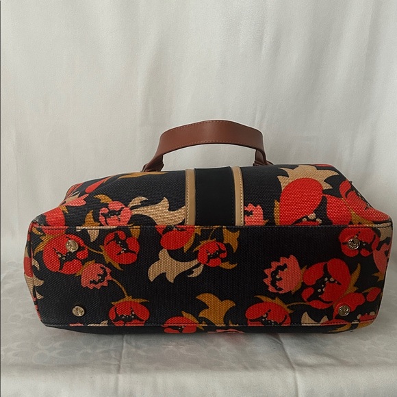 Spartina 449 Pretty Black/Orange Floral Double Straps Shoulder Bag Tote Purse 🌺🌺 - Picture 7 of 14